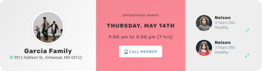 Appointment card UI element