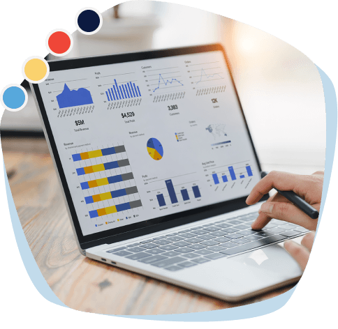 Data dashboard on a laptop screen