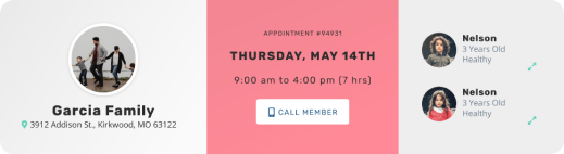 Appointment card UI element